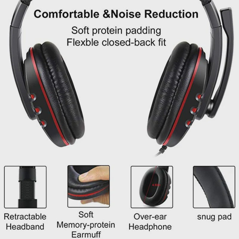 Gaming Headset met Microfoon en Volumeregeling - Bedraad 3.5mm voor PC, PS4, Xbox