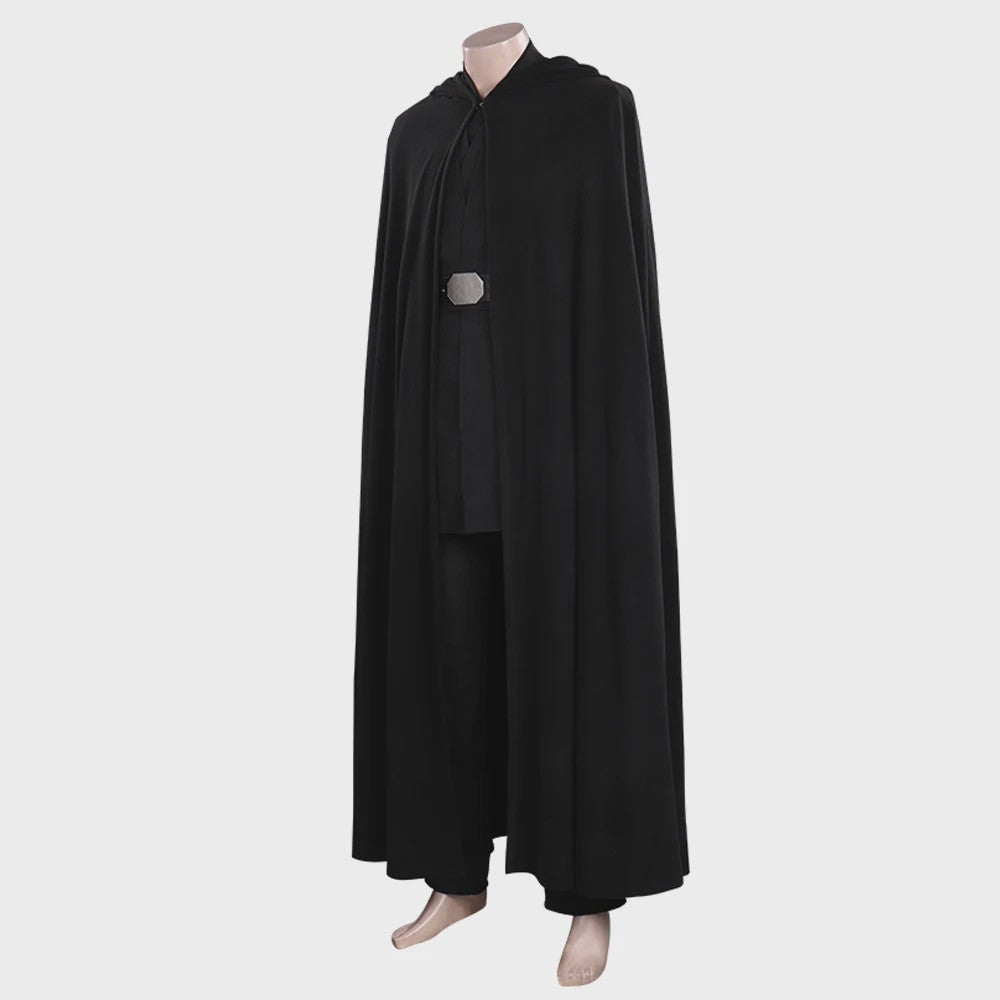Volwassen Mannen Zwarte Jedi Ridder Cape Outfit - Fantasy Cosplay Kostuum