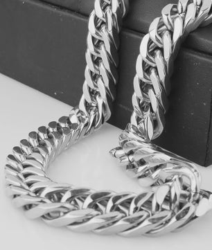 Zware Gepolijste RVS Curb Cuban Ketting - 10-17mm Breed - Waterdicht Sieraden voor Mannen & Jongens