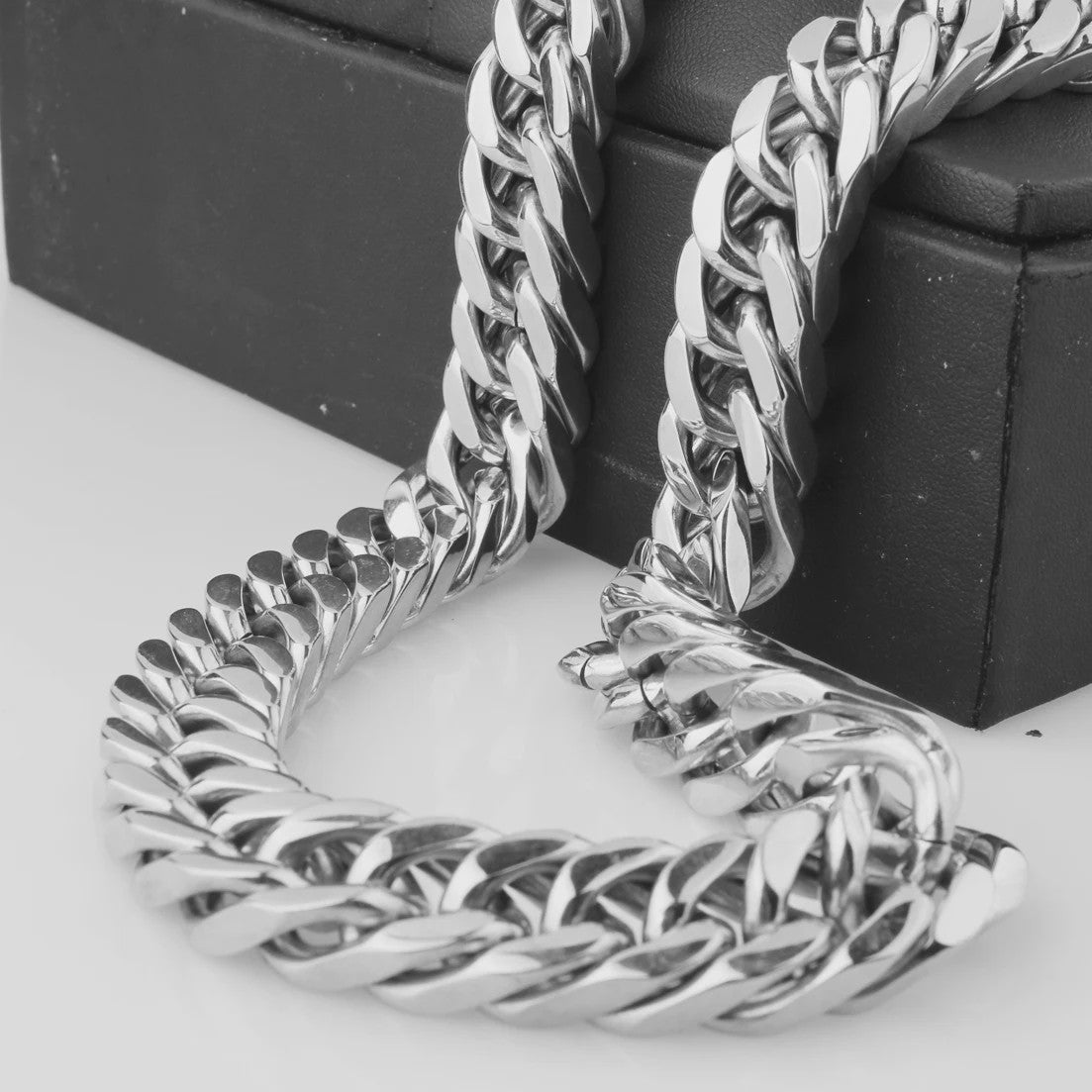Zware Gepolijste RVS Curb Cuban Ketting - 10-17mm Breed - Waterdicht Sieraden voor Mannen & Jongens