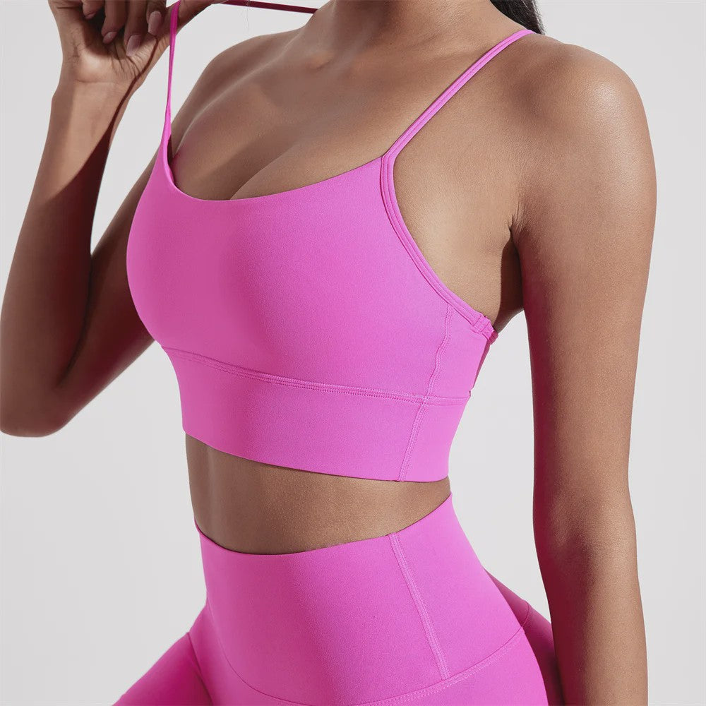 Sportieve Seamless BH Top met Y-Rug en Afneembare Pads - Comfortabel voor Yoga, Fitness & Training