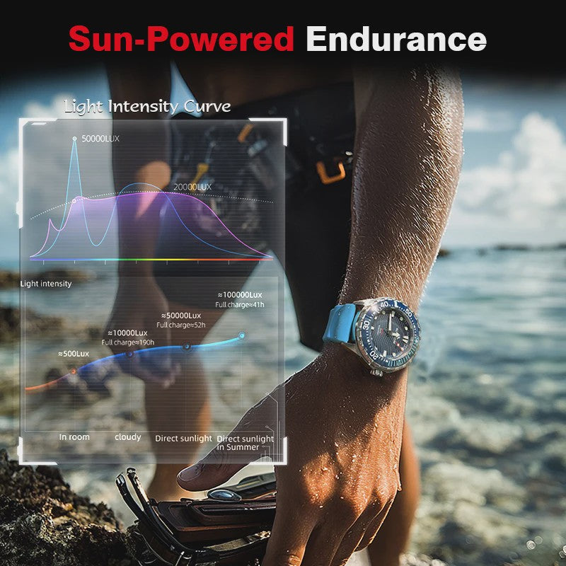 NORTH EDGE TRITON Heren Duikhorloge - Solar Powered, 300M Waterdicht, RVS