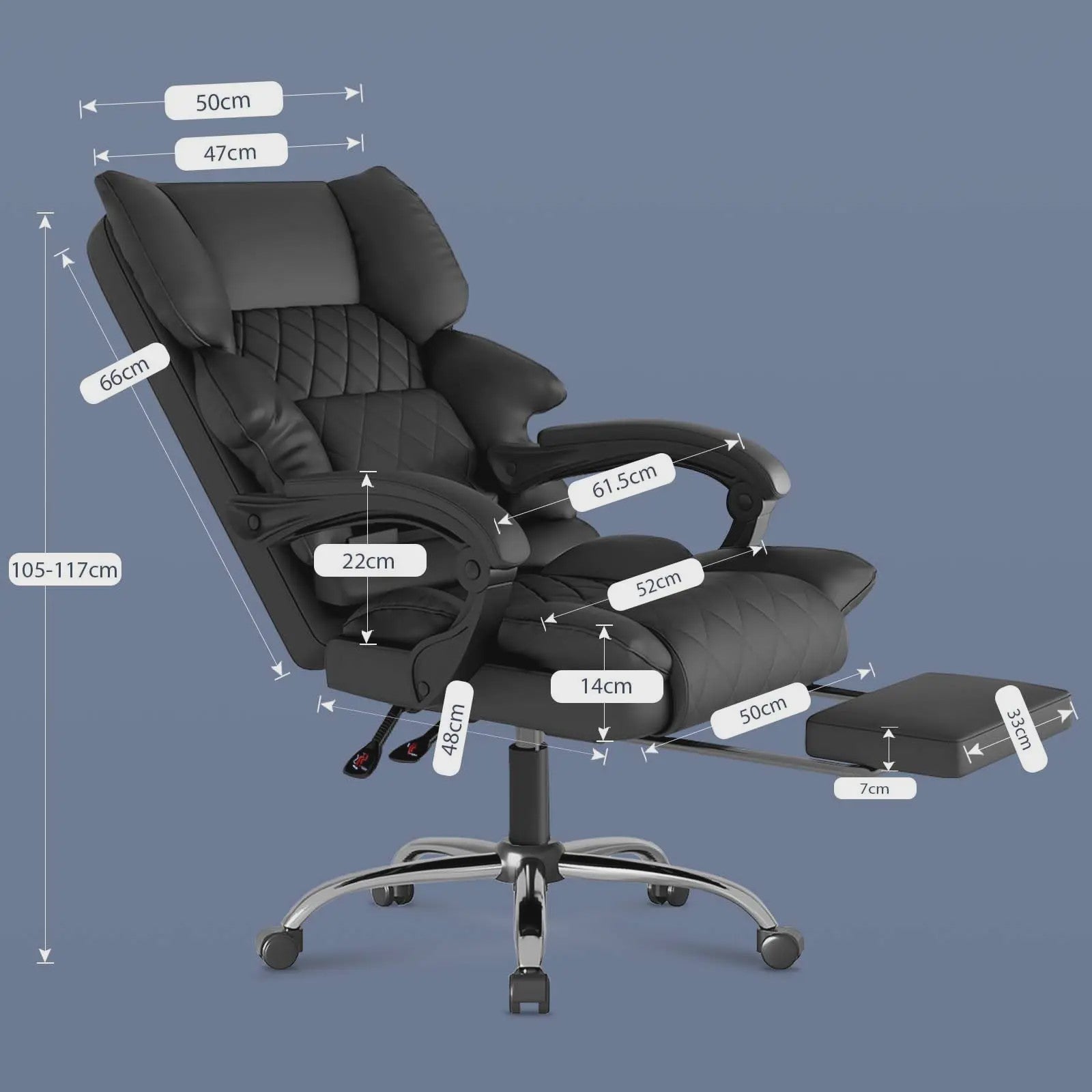 Ergonomische Directiestoel met Voetensteun - PU Leer - Verstelbaar