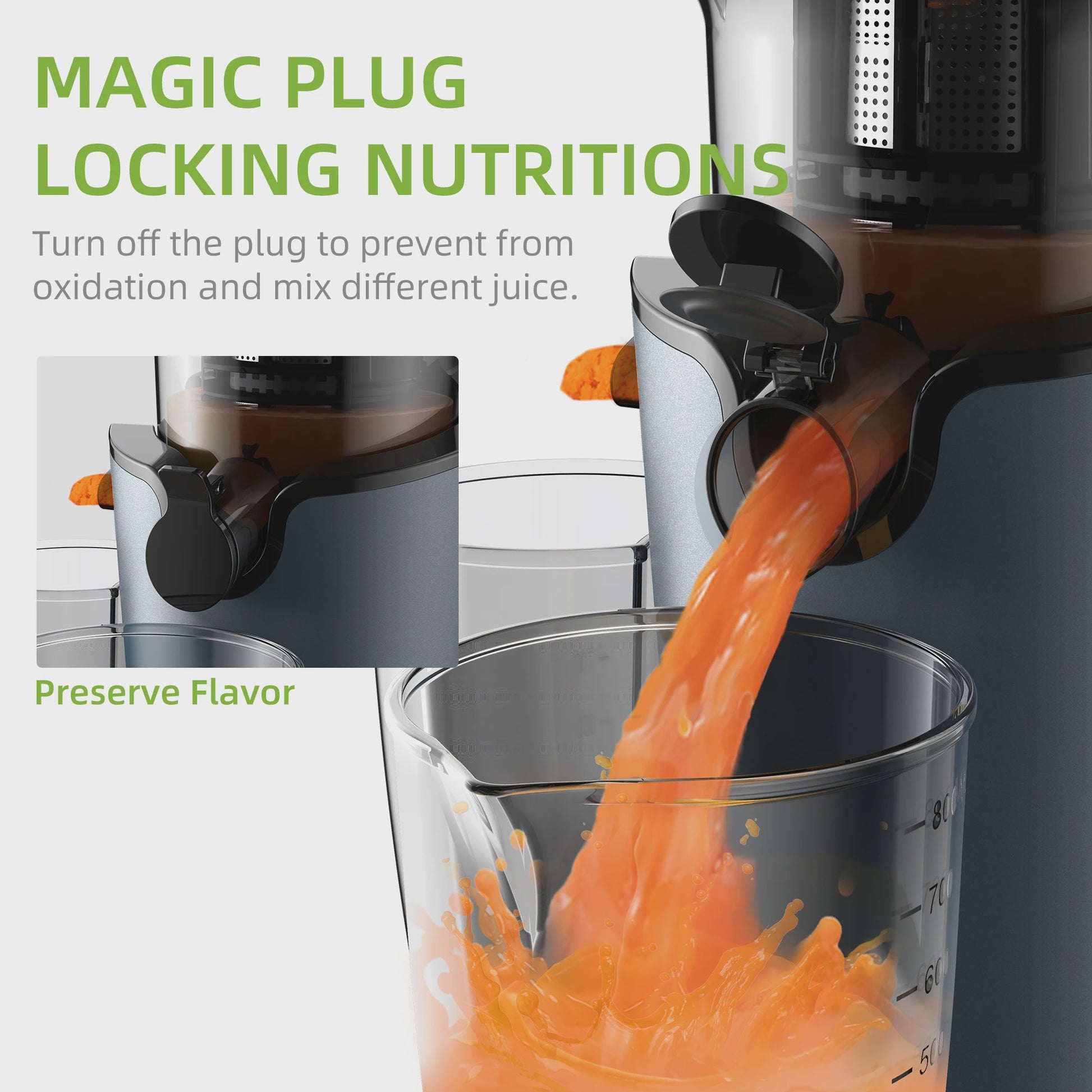 BioloMix Slowjuicer met 78mm Vulopening - Krachtige 200W Motor voor Hele Vruchten