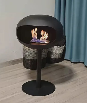Vrijstaande Bio-ethanol Haard - Ovalen Bol Design met Echte Vlam