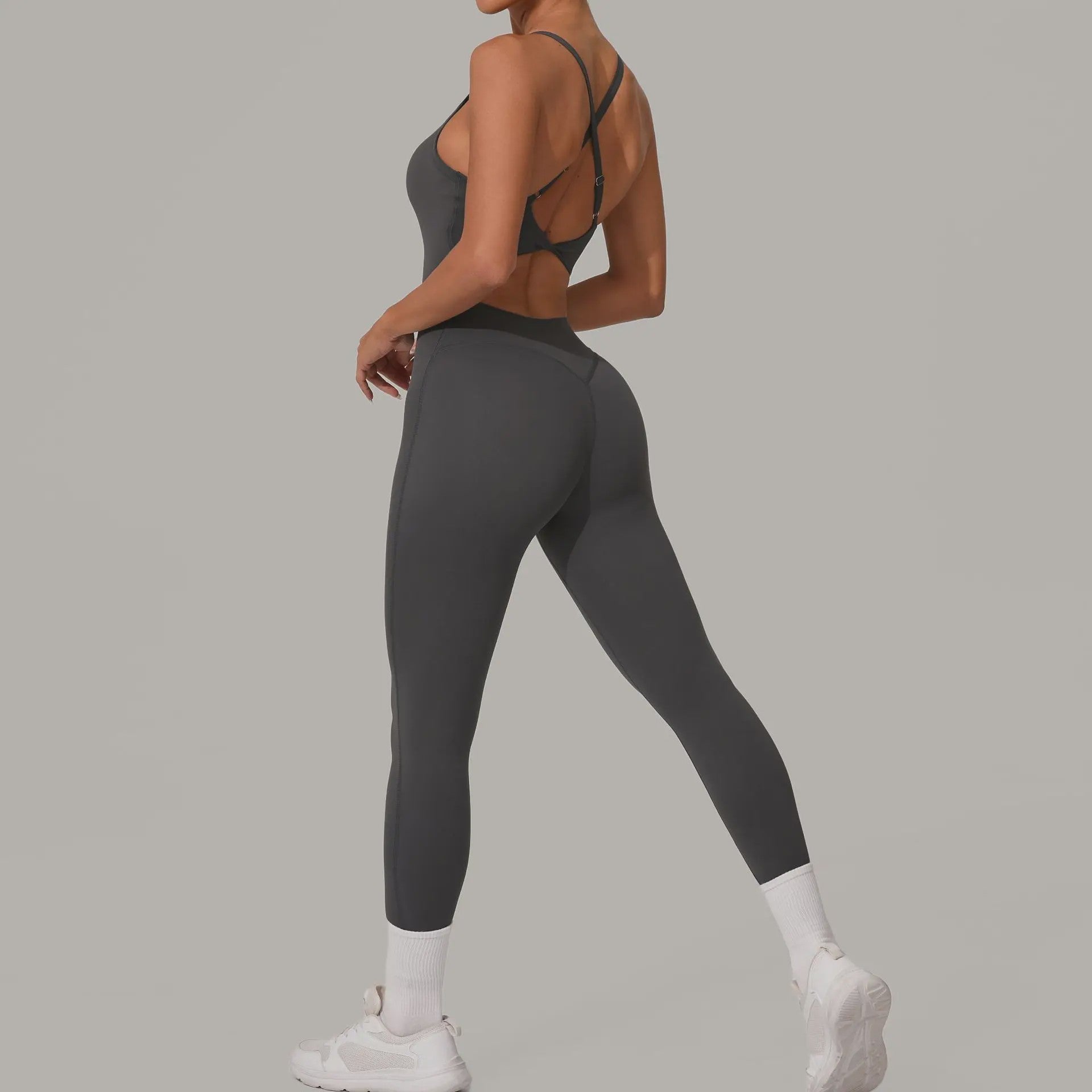 Sportieve Dames Jumpsuit met Open Rug en Kruisbanden - Perfect voor Yoga, Fitness & Zomer