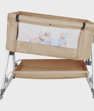 Baby Co-sleeper Wieg 2-in-1 met Wielen, 6 Hoogte-instellingen en Klamboe