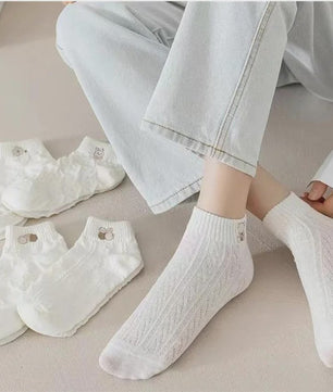 Set van 5 schattige enkelsokken met dieren- en regenboogprint - Lente/Zomer