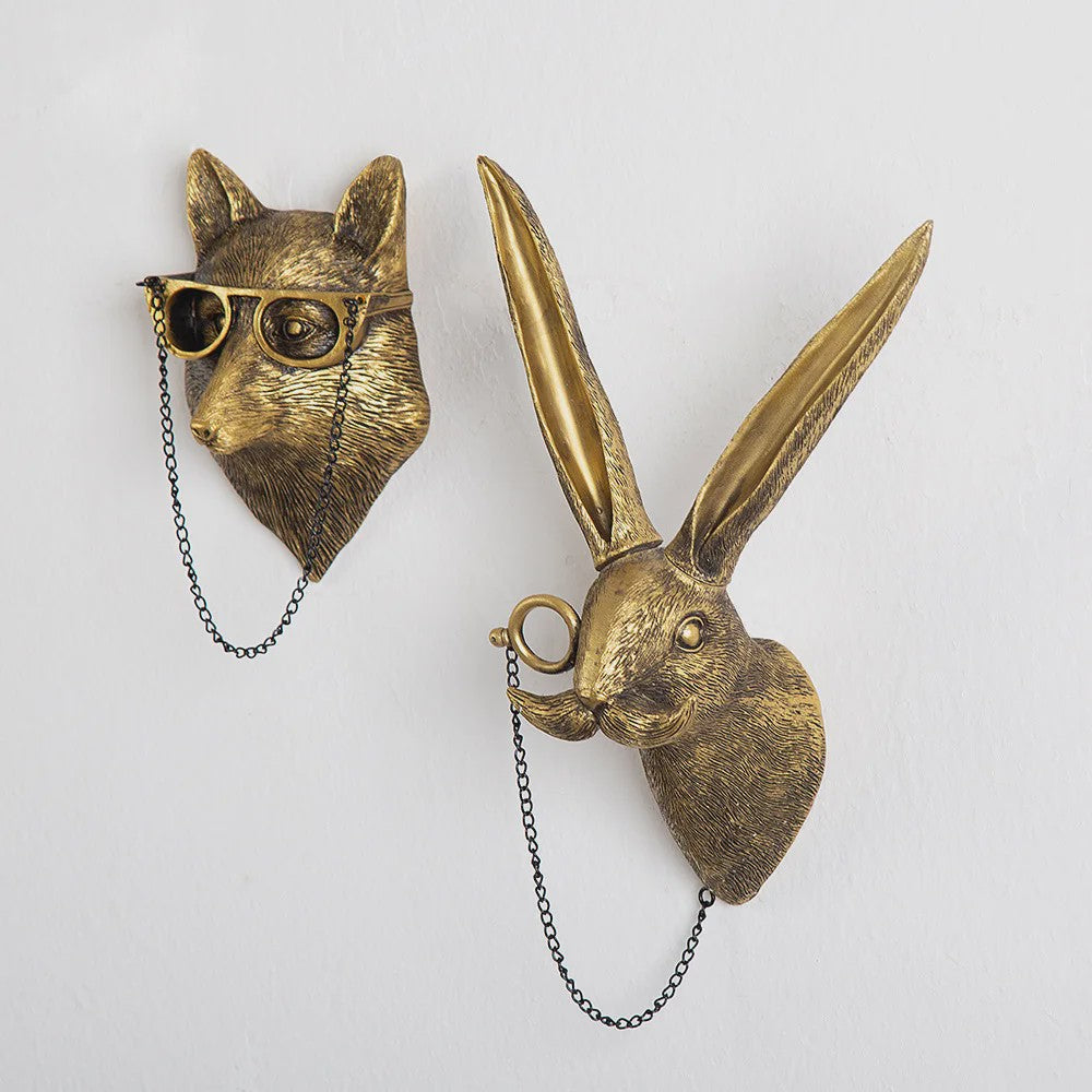Gouden Hertenkop Wandhaak - Decoratieve Resin Muurhanger met Opbergfunctie