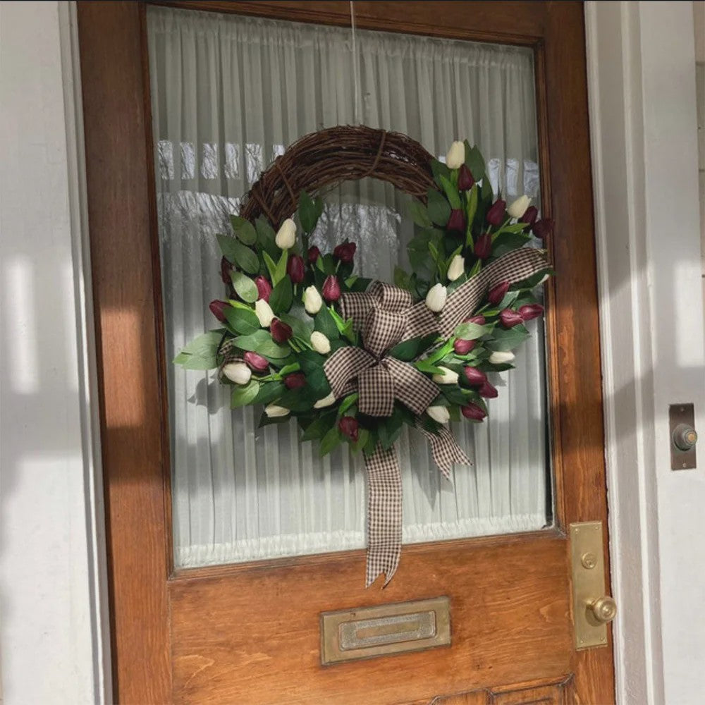 Luxe Tulpen Krans - Voorjaar & Feest Decoratie - Deurhanger