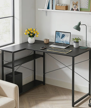 L-vormig Bureau met Opbergrek - Ideaal voor Gaming, PC, Studie & Werk in Slaapkamer (120/100cm)