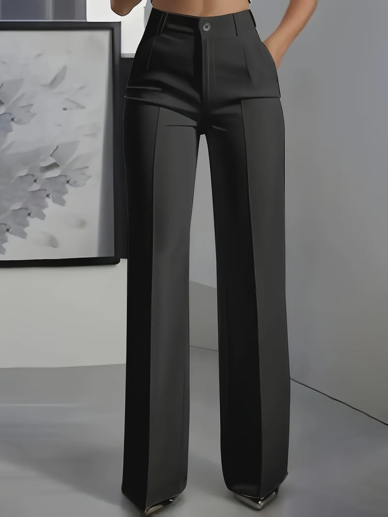 Dames Pantalon Hoge Taille Recht Model - Stijlvolle Suit Pants