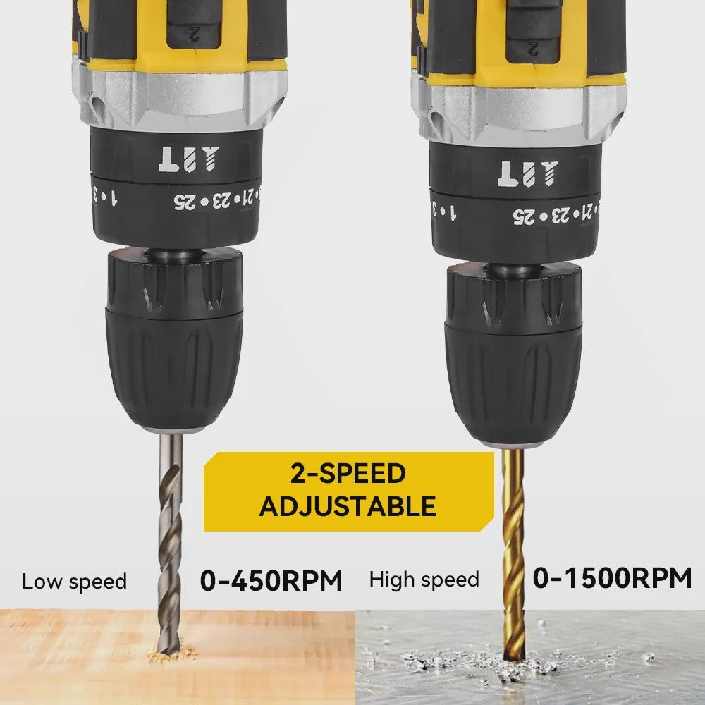 MELLWIN Accu Klopboormachine Set 25+3 Nm Koppel - 10mm Klopboormachine met 2x 21V Batterijen