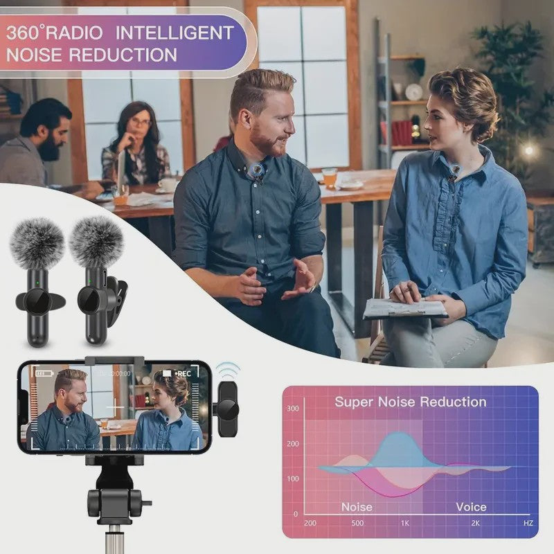Draadloze Lavalier Microfoon met Windkap - Mini Clip-on voor Smartphone Vlog & Live Streaming