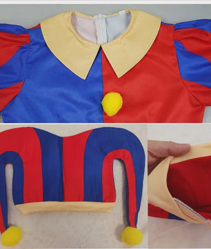 Compleet Circus Pomni Cosplay Kostuum met Hoed & Handschoenen - Kinderen & Volwassenen