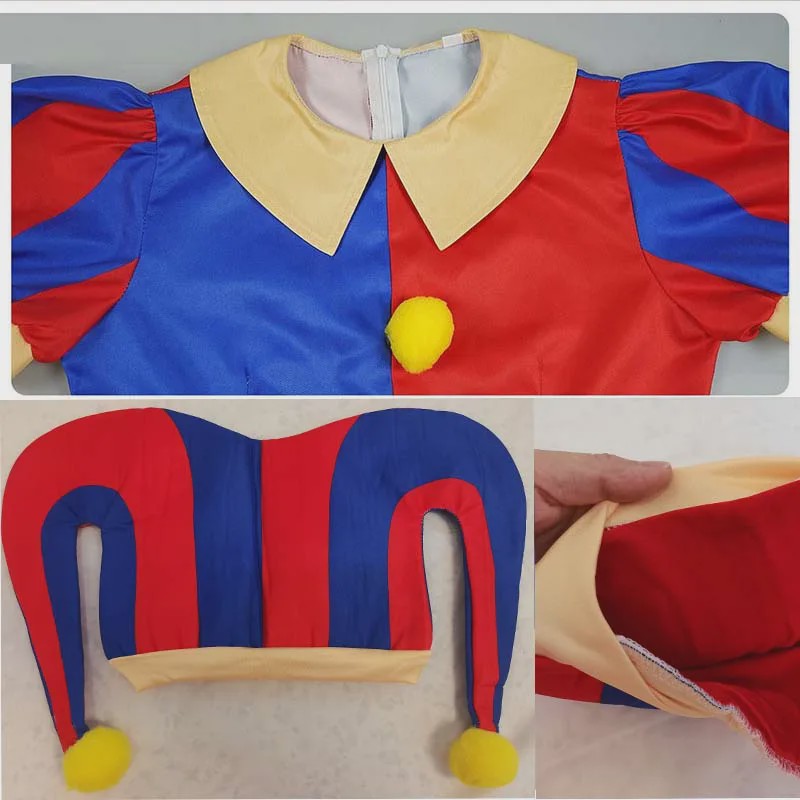 Compleet Circus Pomni Cosplay Kostuum met Hoed & Handschoenen - Kinderen & Volwassenen