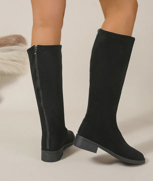 Winter Round Toe Sexy and Comfortable Suede Low Heeled Boots, Fashionable New Style, Elegant Fashion Show Knight Boots for Women