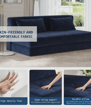 2-in-1 Fluweel Slaapbank - Comfortabele 2-zits Bank met Afneembare Hoes