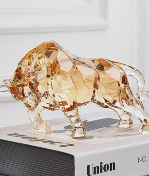 Kristallen Stier Beeldje - Luxe Acryl Ox Sculptuur voor Woonkamer & Kantoor Decoratie