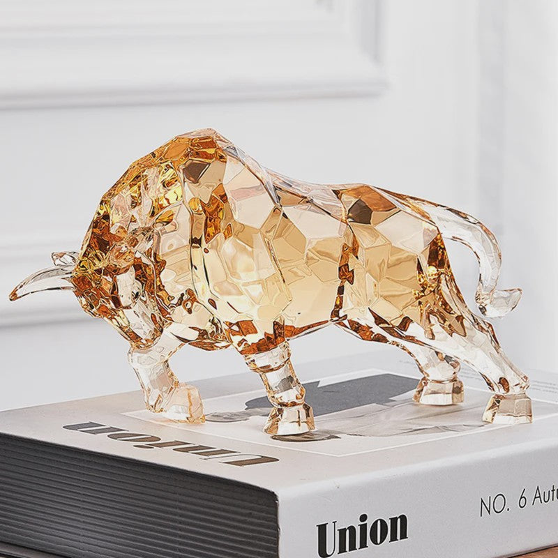 Kristallen Stier Beeldje - Luxe Acryl Ox Sculptuur voor Woonkamer & Kantoor Decoratie