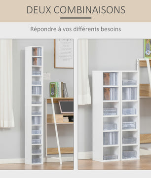 HOMCOM Set van 2 Smalle Boekenkasten/Opbergkasten met 6 Vakken per stuk