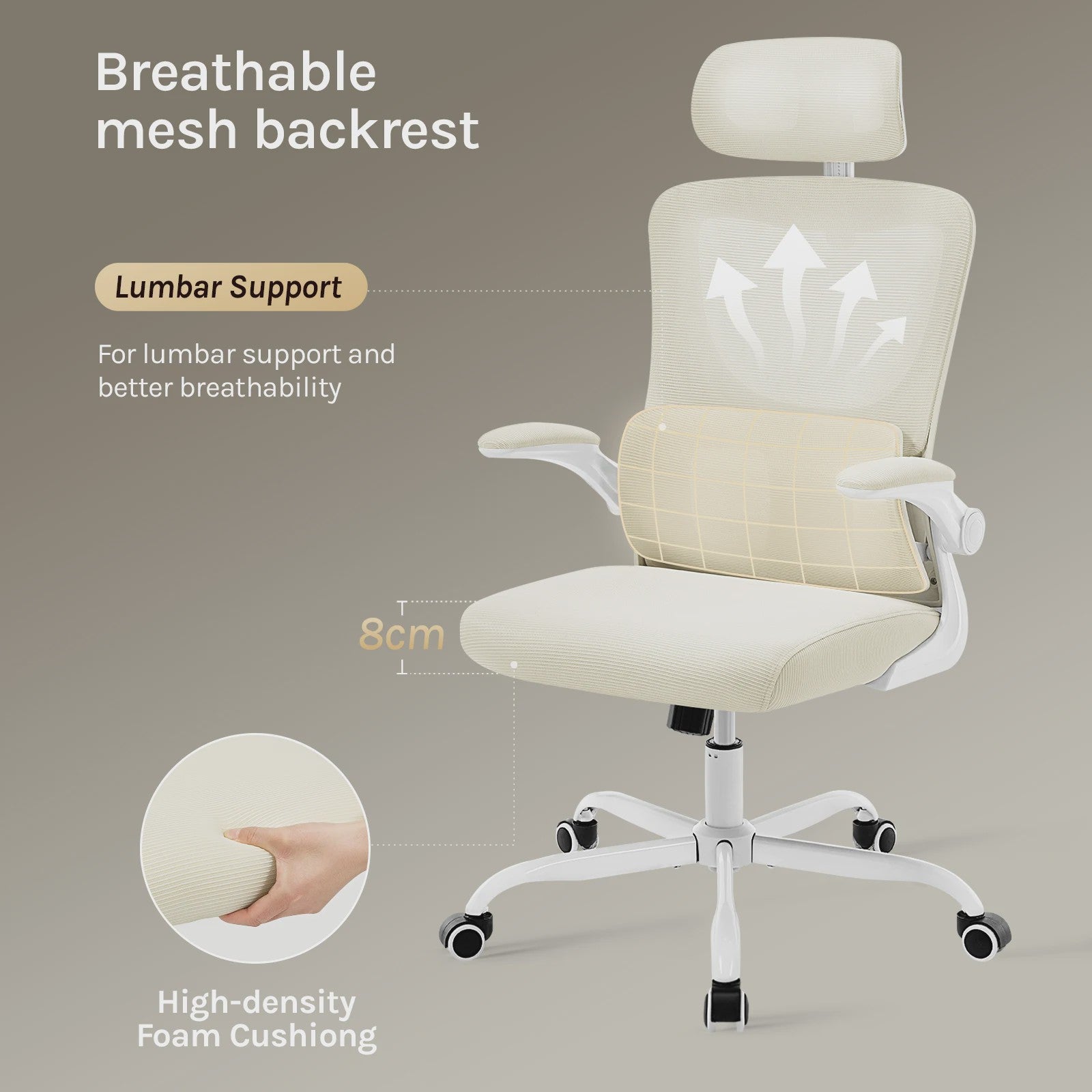 Ergonomische Bureaustoel Mesh met Hoofdsteun en Kantelfunctie - Comfortabel Werken