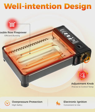 Draagbare Gas BBQ Grill met Opbergbox - Ideaal voor Camping, Reizen & Outdoor