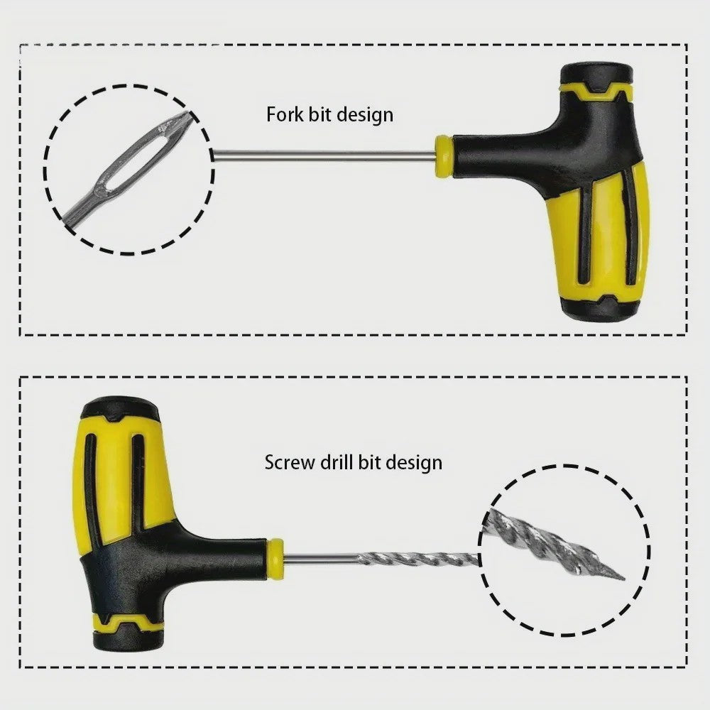 Universele Bandenreparatieset met Gereedschap en Plakstrips - Noodreparatie voor Auto, Motor, Fiets