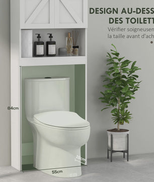 HOMCOM Bovenkast Badkamer Wit - Ruime Opbergkast met 2 Deuren en Plank