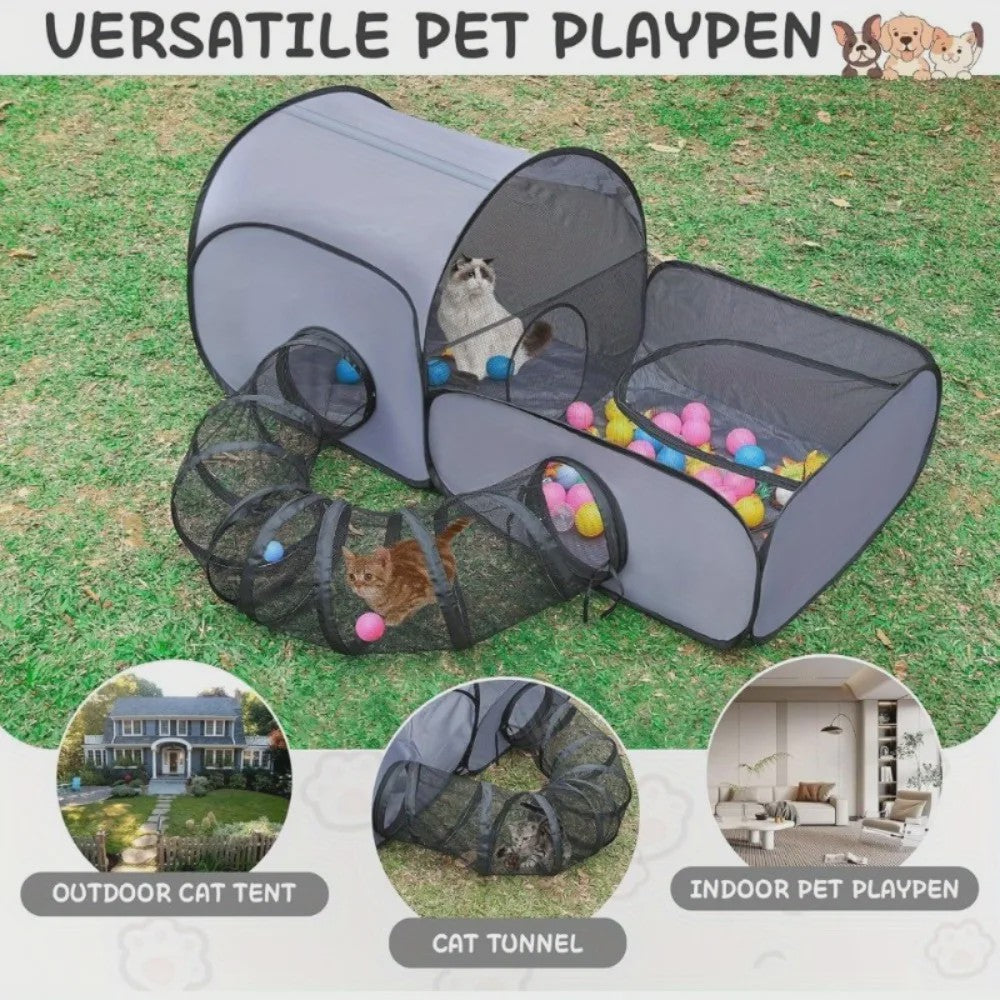 Opvouwbare Katten Tunneltent Speelpen - Ademend Polyester voor Binnen & Buiten
