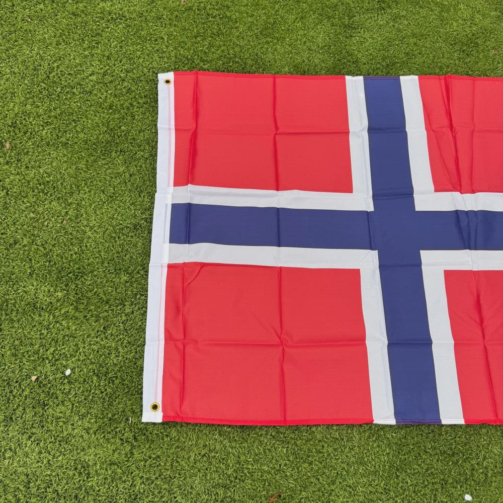 Noorse Vlag 150x90cm - Duurzaam Polyester, Dubbel Gestikt