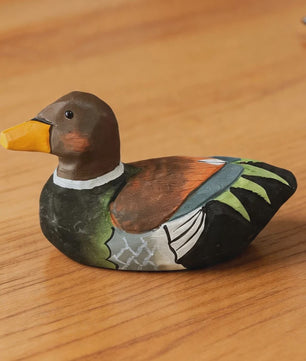 Handgesneden Houten Wilde Eend Beeldje - Realistisch Houtsnijwerk Decoratie
