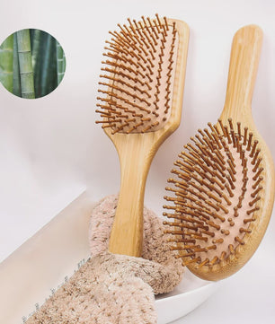 Natuurlijke Bamboe Haarborstel met Luchtkussen - Anti-statisch, Ontklittend & Scalp Massage