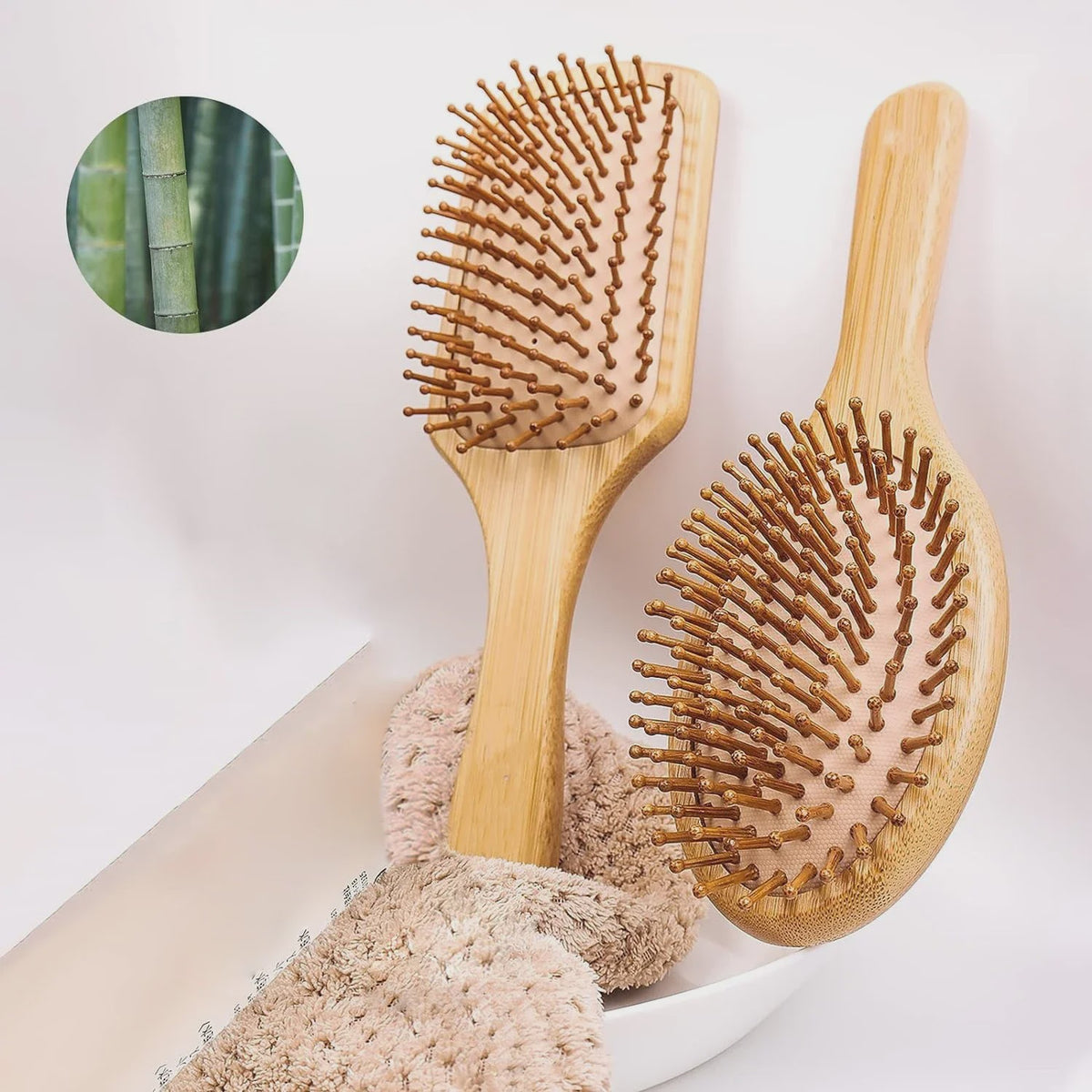 Natuurlijke Bamboe Haarborstel met Luchtkussen - Anti-statisch, Ontklittend & Scalp Massage