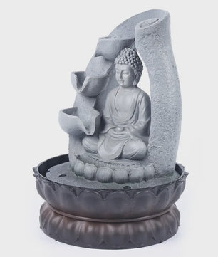 Boeddha Waterfontein met LED Licht en Lotus Basis - Rustgevend Geluid voor Huis, Kantoor, Yoga & Meditatie