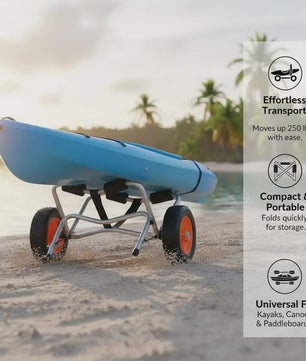 Opvouwbare Kajakkar / Kano Trolley met 10-inch Massieve Banden & Spanband - 113 kg