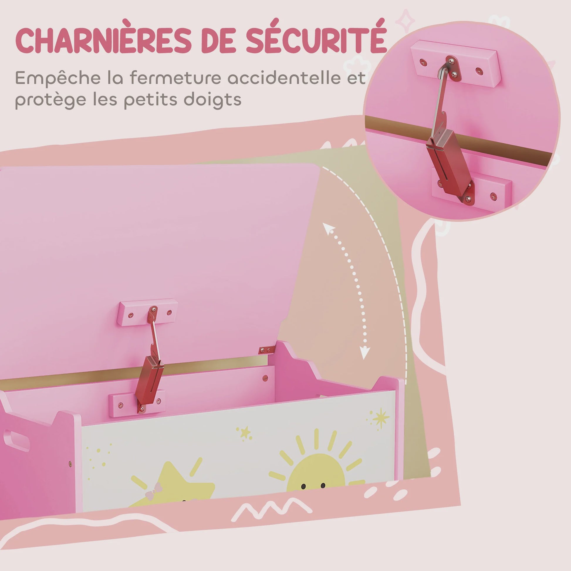 Roze Speelgoedkist met Deksel en Veiligheidsscharnieren - Ruim en Decoratief