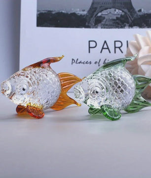 Kristallen Goudvis Ornament - Sfeervolle Decoratie voor Bureau of Huis