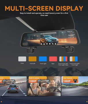 12-Inch Touchscreen Auto DVR Dashcam met 4x 1080P Camera's, GPS & Nachtzicht