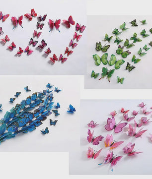 12x 3D Vlinder Stickers - Kleurrijke Decoratie voor Huis, Bruiloft & Kantoor