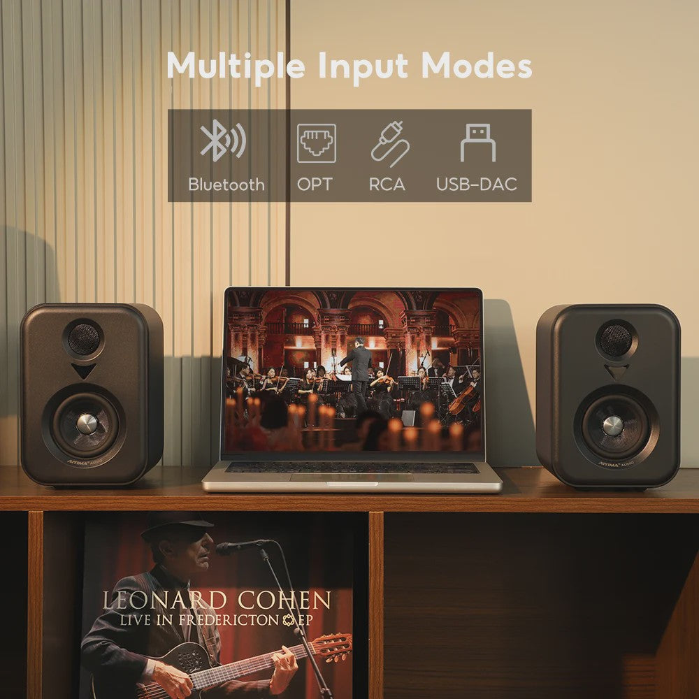 AIYIMA S400 Actieve Boekenplank Luidsprekers - Hifi Studio Monitors met Bluetooth & USB DAC
