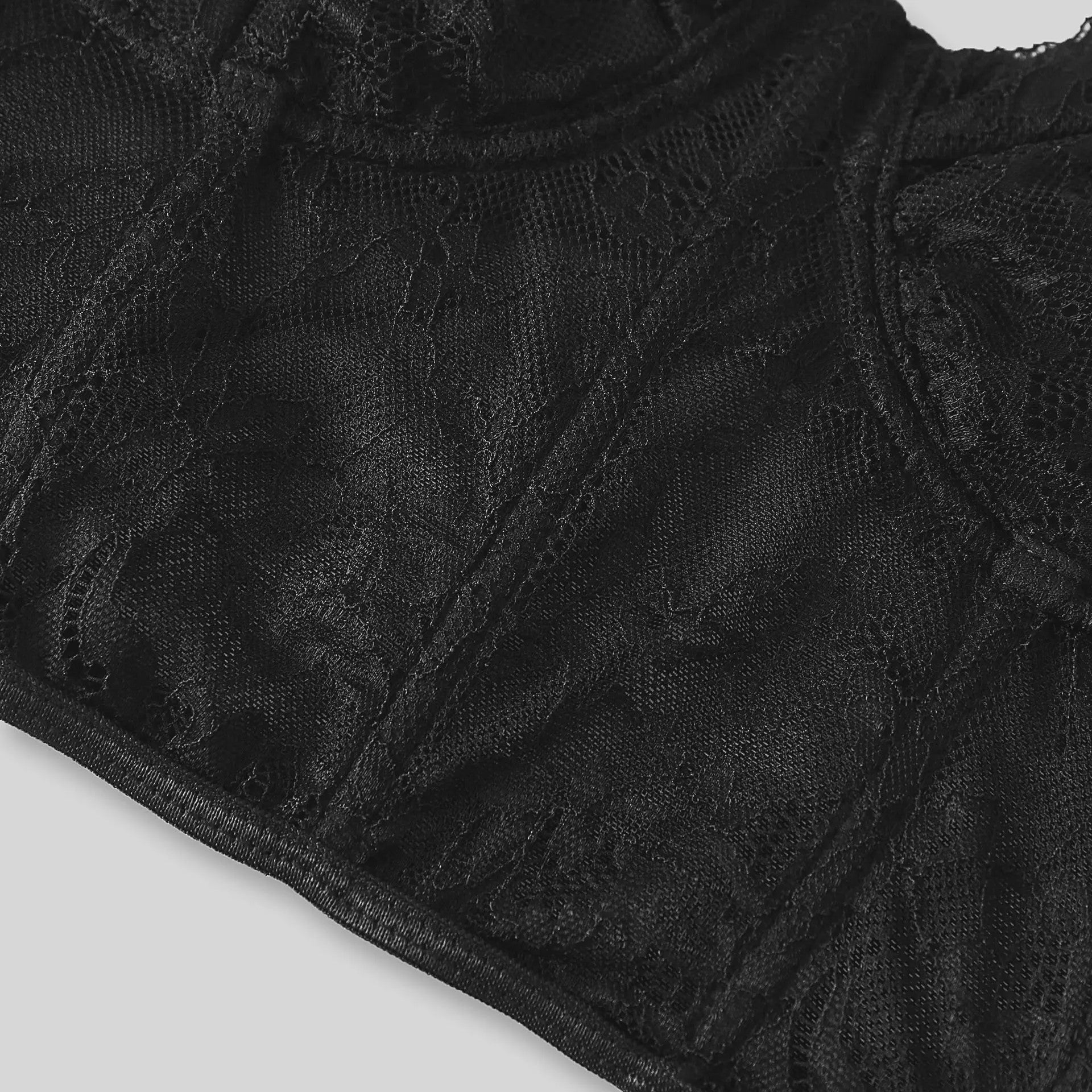 Zwarte Mesh Bustier Crop Top met Push-Up Effect - Elegante Lingerie voor Feestjes