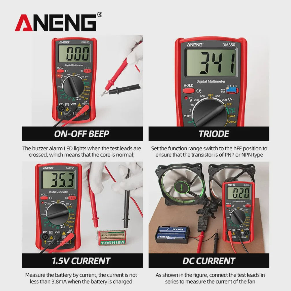 ANENG DM850 Digitale Multimeter - Professionele Spannings- en Stroomtester