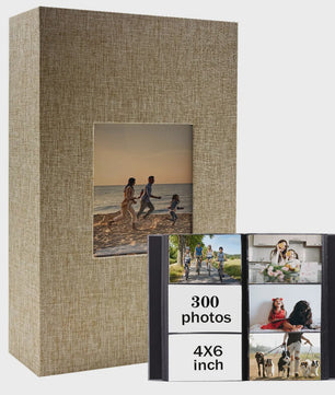 Linnen Fotoalbum voor 600 Foto's 4x6 inch met Venster & Horizontale/Verticale Insteekvakken