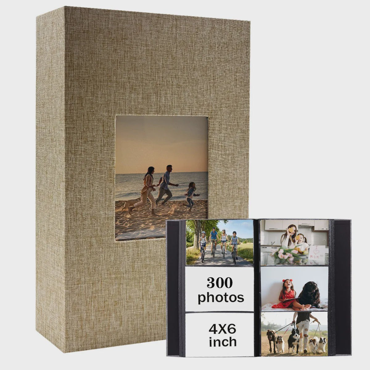Linnen Fotoalbum voor 600 Foto's 4x6 inch met Venster & Horizontale/Verticale Insteekvakken