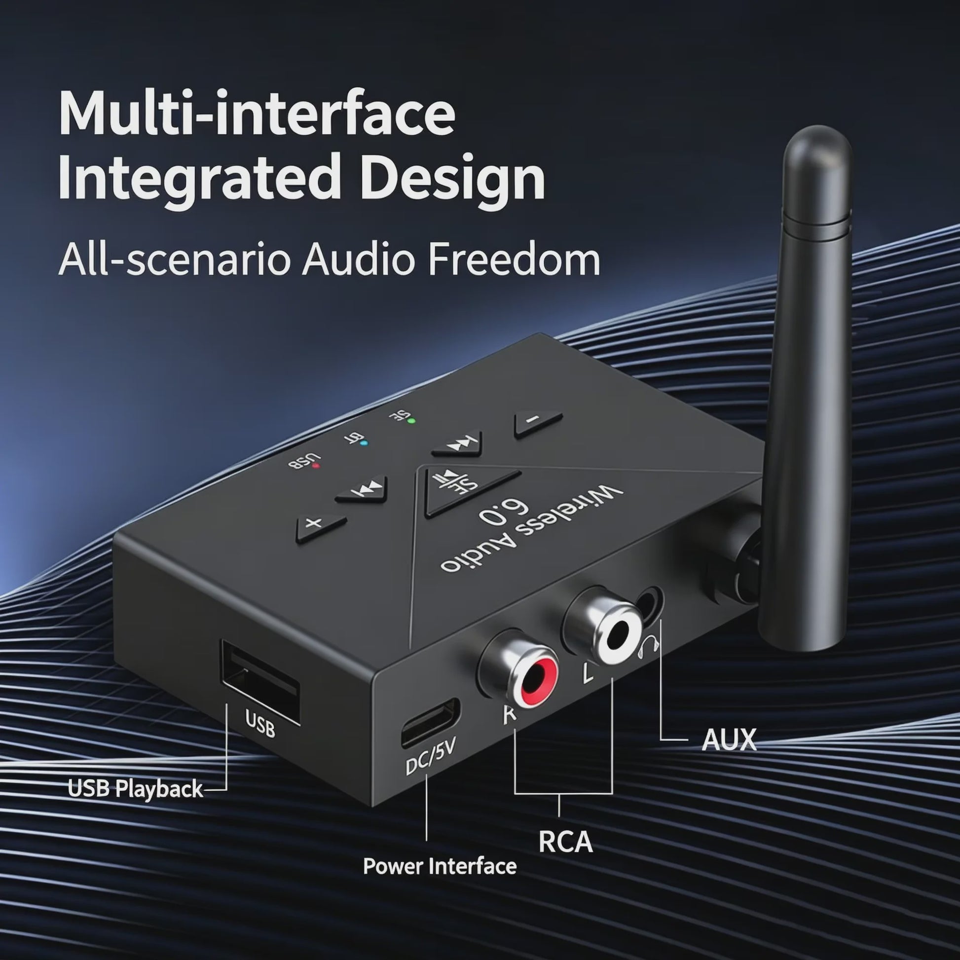 Draadloze Bluetooth 6.0 Audio Ontvanger met AUX, RCA & USB - HIFI Stereo voor Auto en Speaker