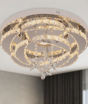 Luxe Kristallen Plafondlamp - Modern LED Verlichting met Dimbare Helderheid en Kleurtemperatuur voor Woonkamer en Eetkamer