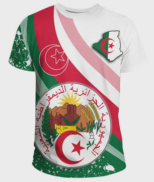 Heren T-shirt met Algerijnse Vlag 3D Graphic - Perfect voor Voetbalfans en Sportieve Gelegenheden