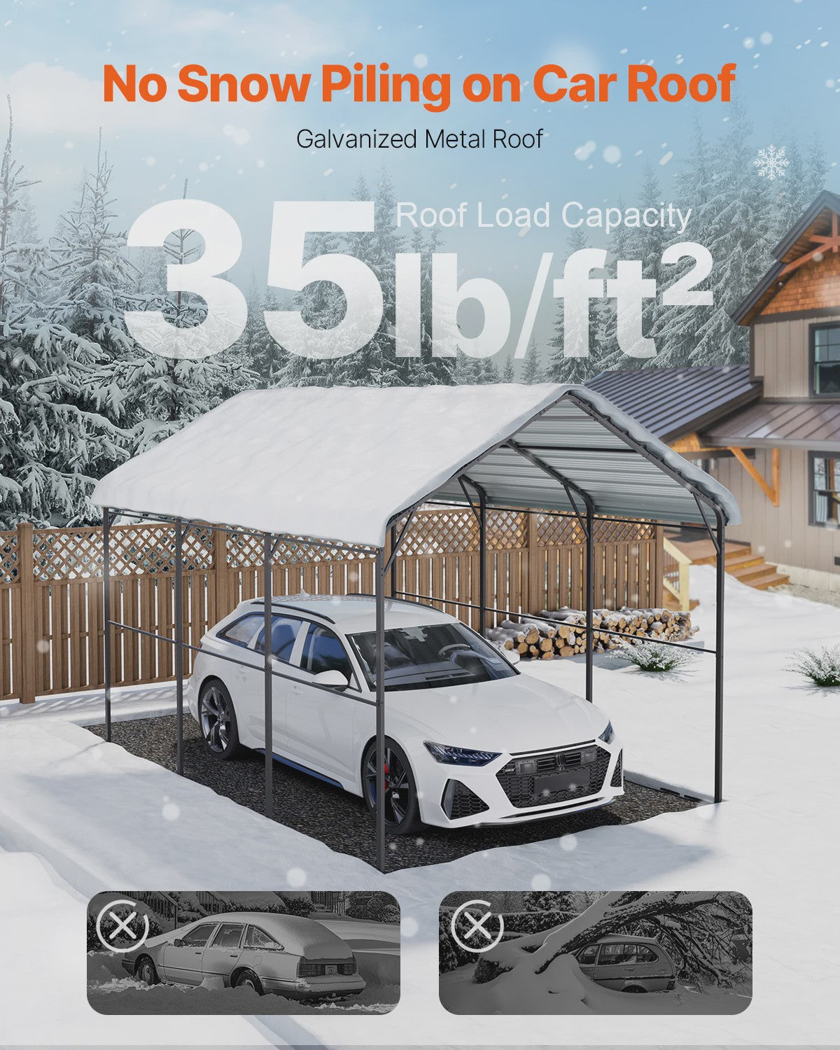 Robuuste Metalen Carport met Verzinkt Stalen Frame - Bescherming voor Auto & Boot