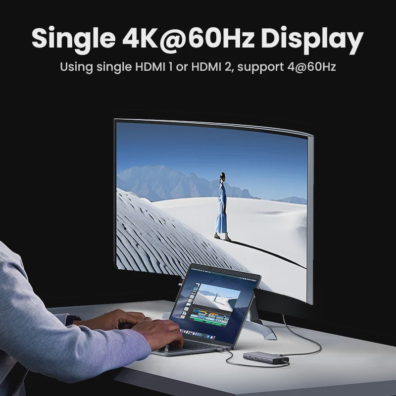 UGREEN 8-in-1 USB-C Hub: Triple 4K Display, 10Gbps, 100W PD - Ideaal voor MacBook & PC